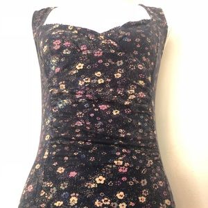 Vintage Free People Shirred Front Mini Dress L